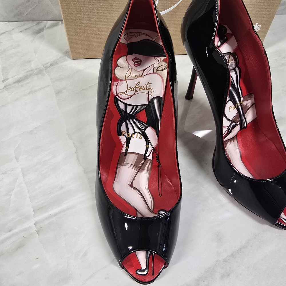 🔥Limited Edition🔥Christian Louboutin Black Peep-Toe Heels - Picture 8 of 13